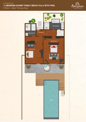 2 Bedroom Sunset Family Beach Villa with Pool