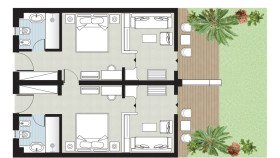 2 bedroom Luxury Bungalow Suite (70 m²)