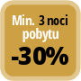 Zaplaťte minimálně 3 noci a získáte 30% slevu.