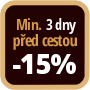 Při objednání minimálně 3 dny před zahájením pobytu získáte slevu 15% z celé ceny ubytování.