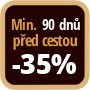 Při objednání minimálně 90 dnů před zahájením pobytu získáte slevu 35% z celé ceny ubytování.