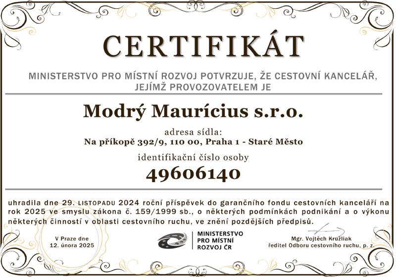 roční příspěvek do garančního fondu cestovních kanceláří